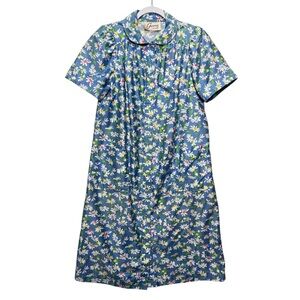 Vintage 60s Gerry California House Dress Size Large Daisy Floral Print Pockets